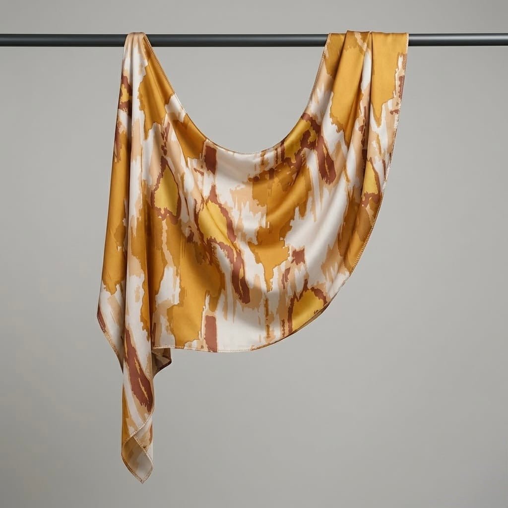 Printed Organza Silk - Soft Sheer Fancy Hijab - Cameo