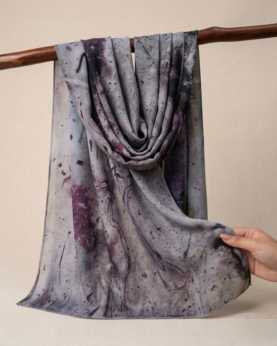 Printed Organza Silk - Soft Sheer Fancy Hijab - Cameo
