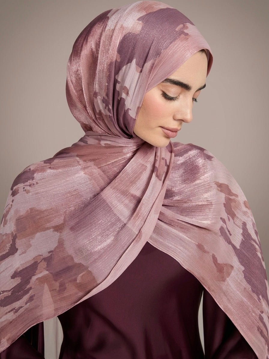 Printed Organza Silk - Soft Sheer Fancy Hijab - Cameo