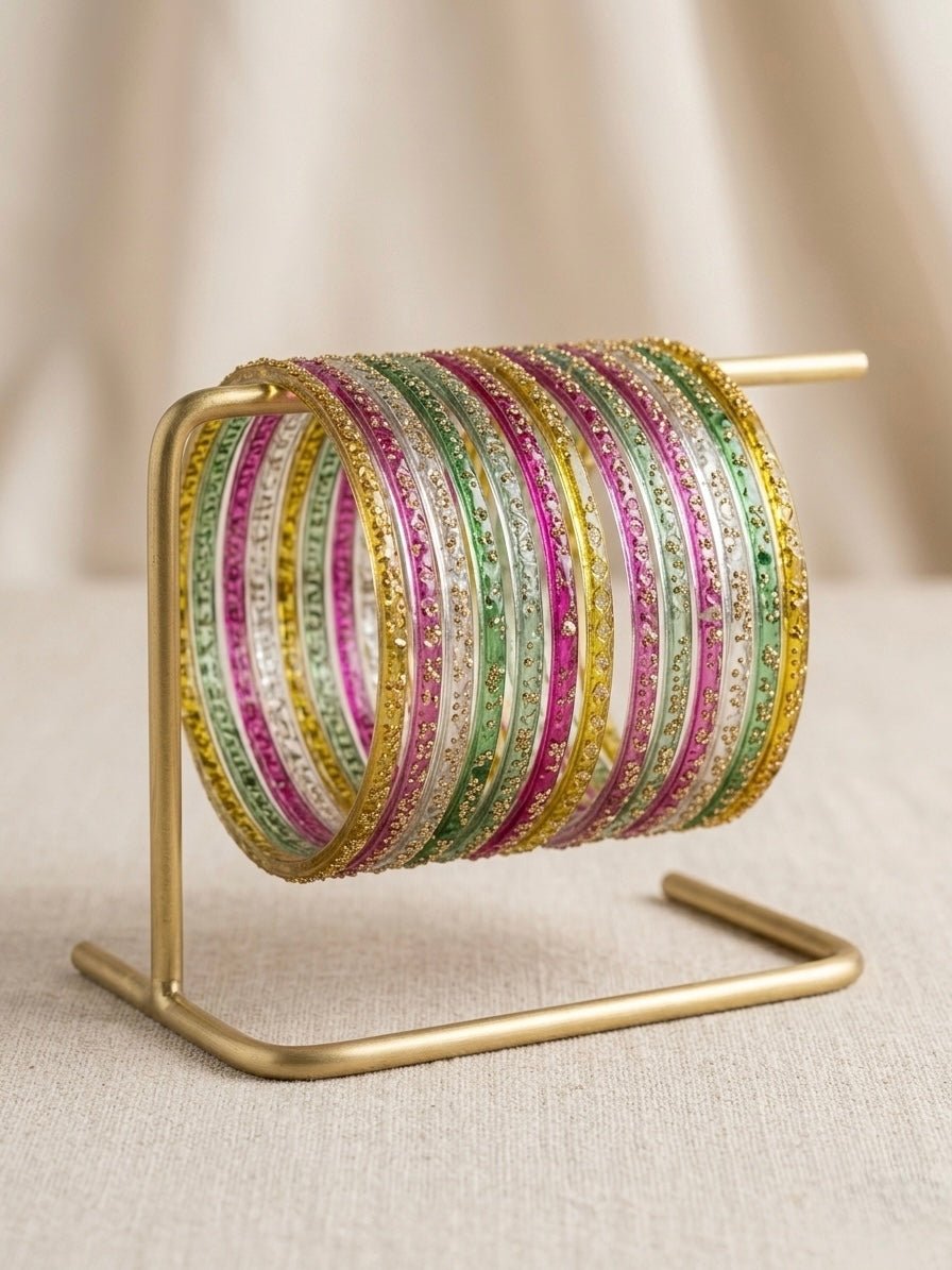 Raindrop bangles - Set Of 12 - Cameo