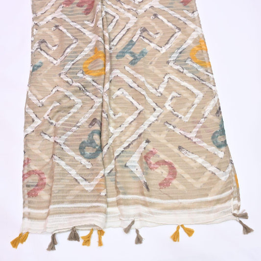 Tassels Lawn Hijab - Beige - Cameo Hijabwears