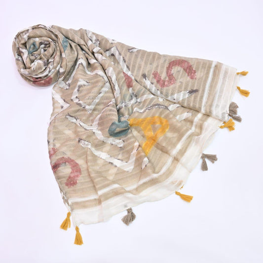 Tassels Lawn Hijab - Beige - Cameo