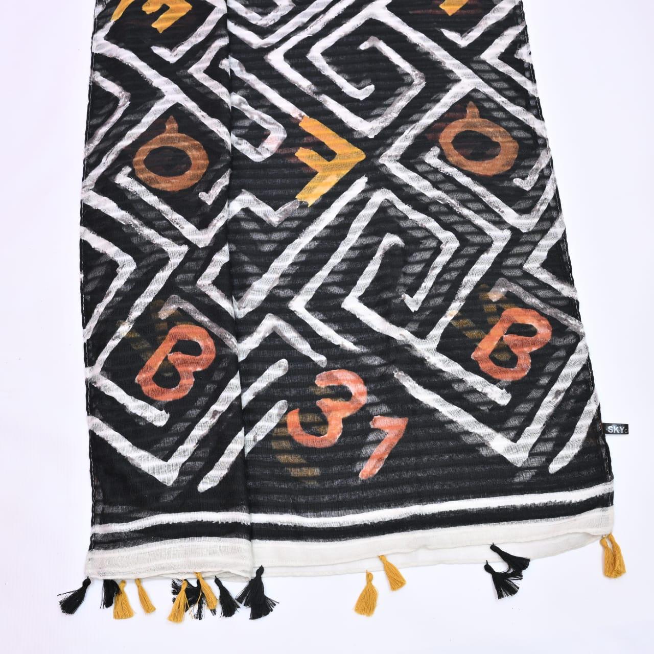 Tassels Lawn Hijab - Black - Cameo
