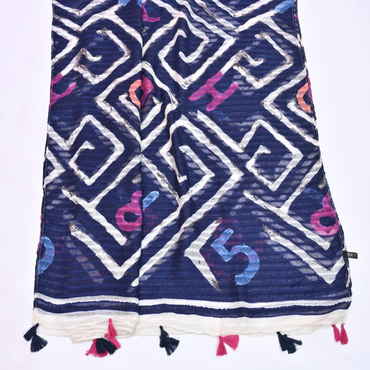 Tassels Lawn Hijab - Blue - Cameo