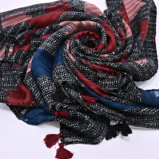 Tassels Lawn Hijab - Crosscheck - Cameo