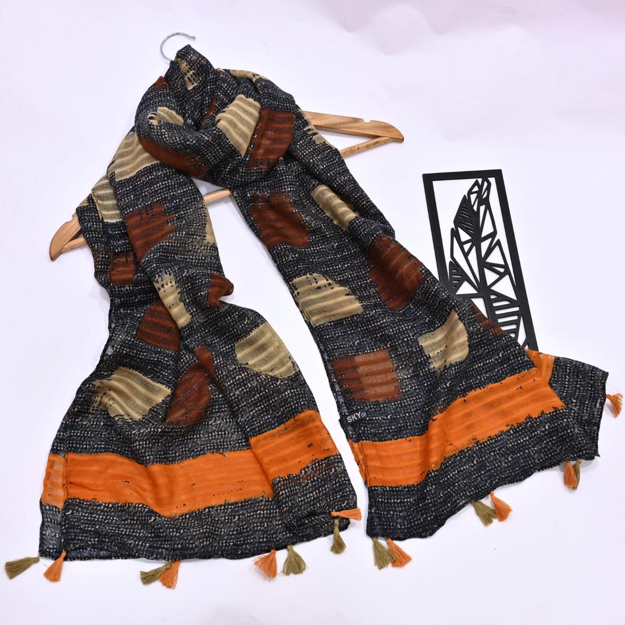 Tassels Lawn Hijab - Crosscheck - Cameo