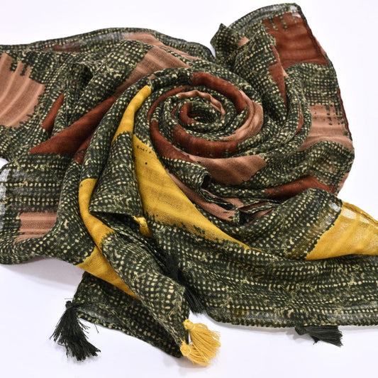Tassels Lawn Hijab - Crosscheck - Cameo