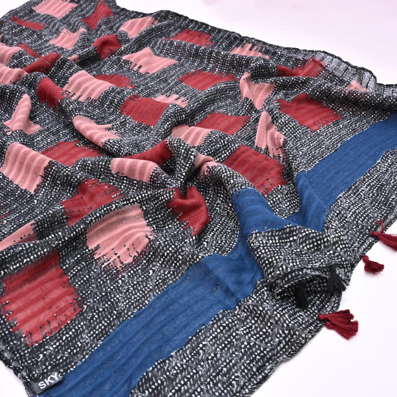 Tassels Lawn Hijab - Crosscheck - Cameo