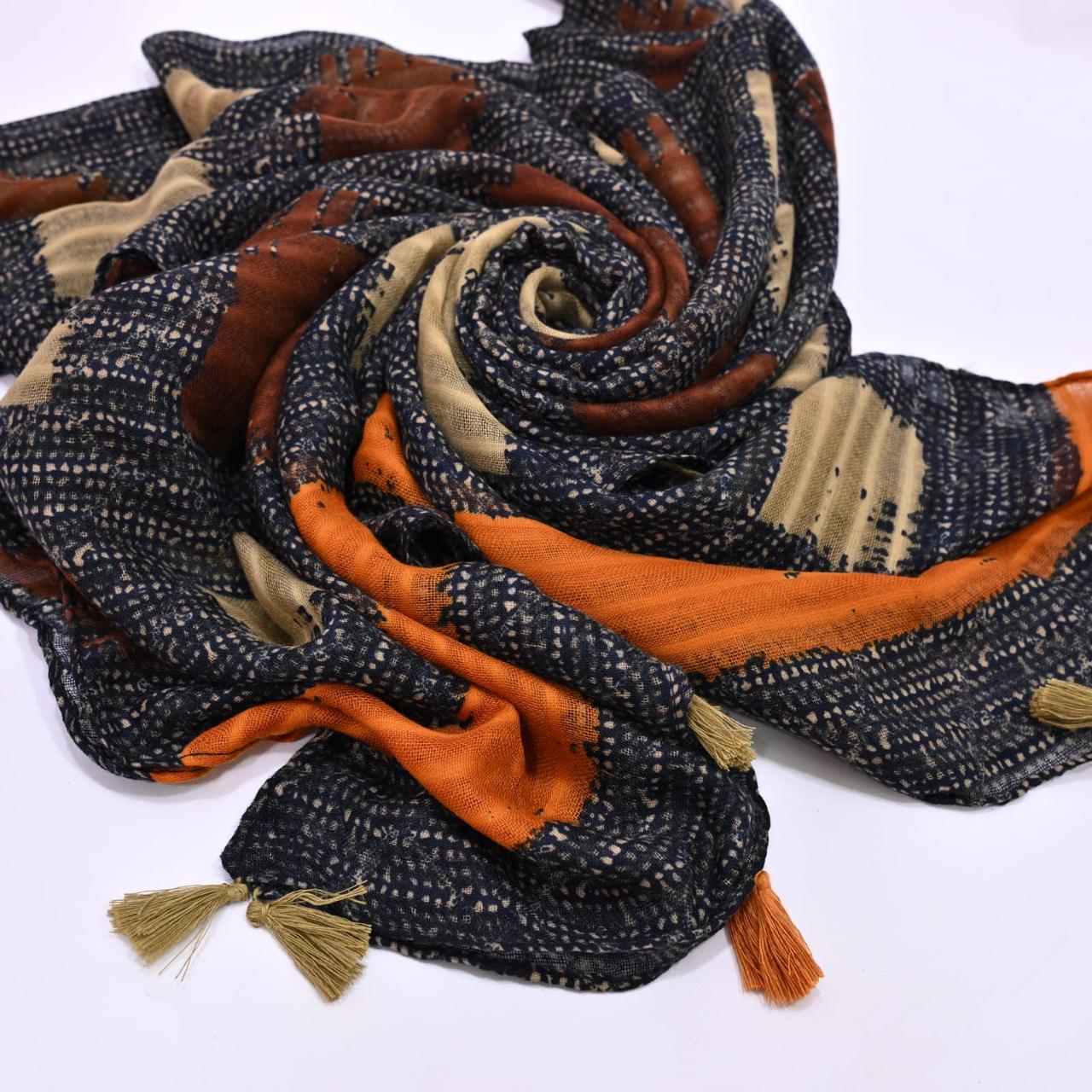 Tassels Lawn Hijab - Crosscheck - Cameo