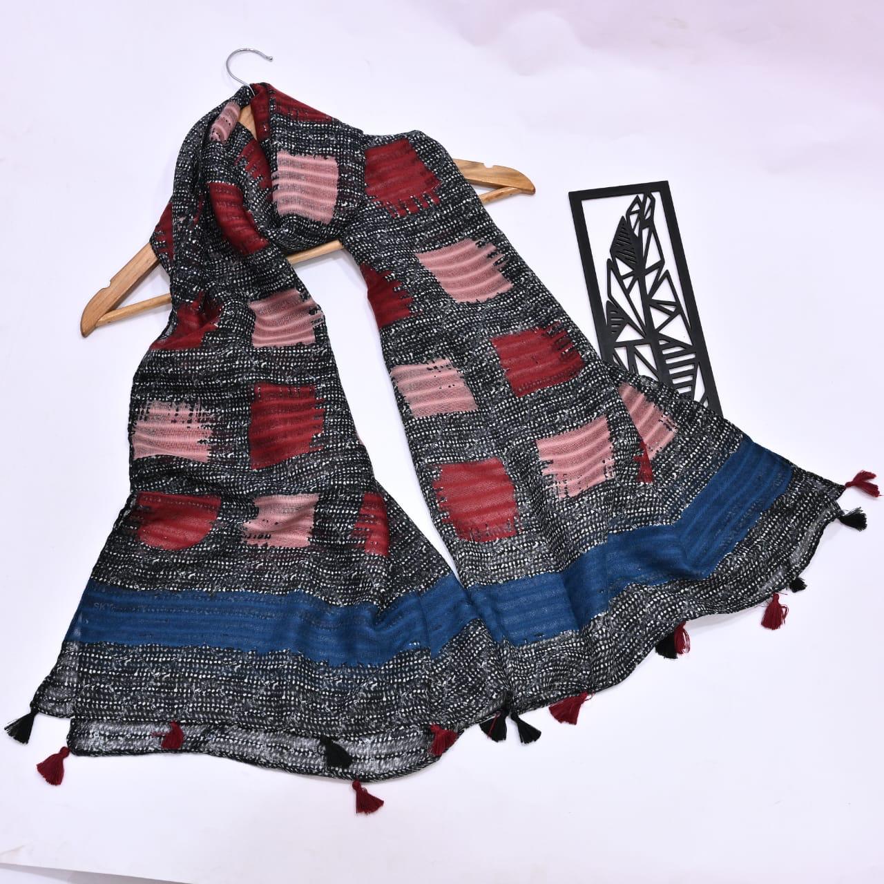Tassels Lawn Hijab - Crosscheck - Cameo