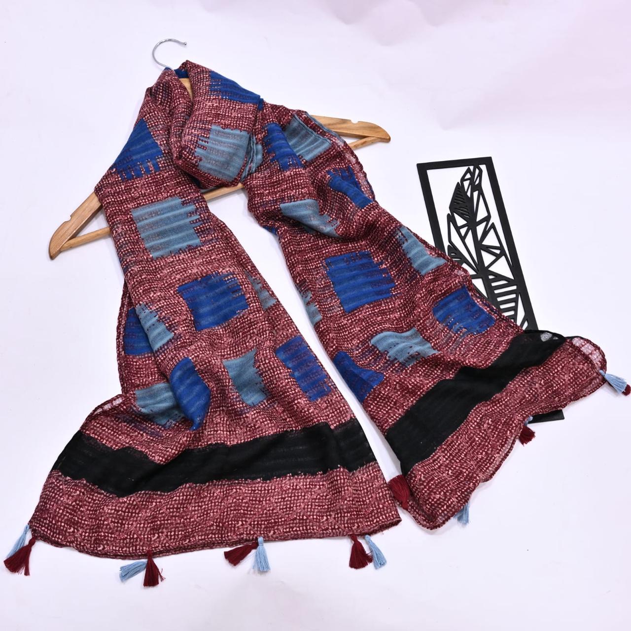 Tassels Lawn Hijab - Crosscheck - Cameo