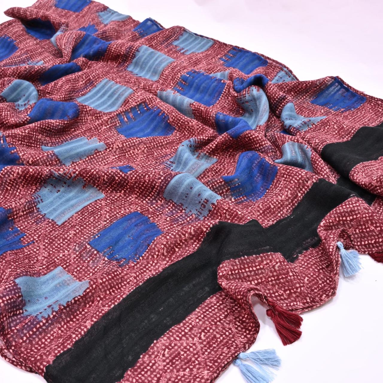 Tassels Lawn Hijab - Crosscheck - Cameo