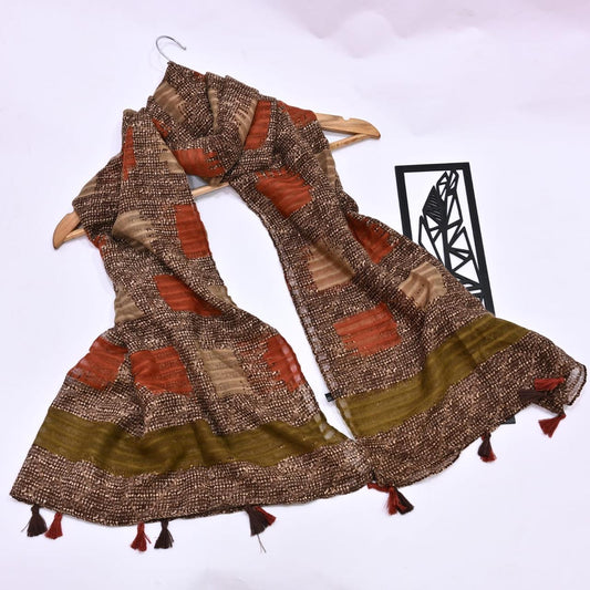 Tassels Lawn Hijab - Crosscheck - Cameo