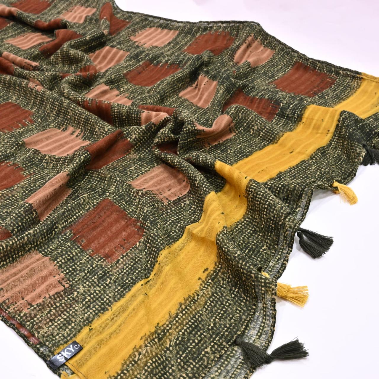 Tassels Lawn Hijab - Crosscheck - Cameo