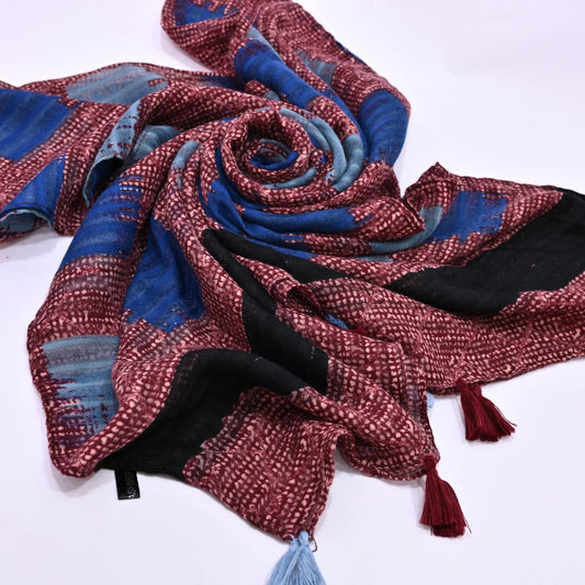 Tassels Lawn Hijab - Crosscheck - Cameo