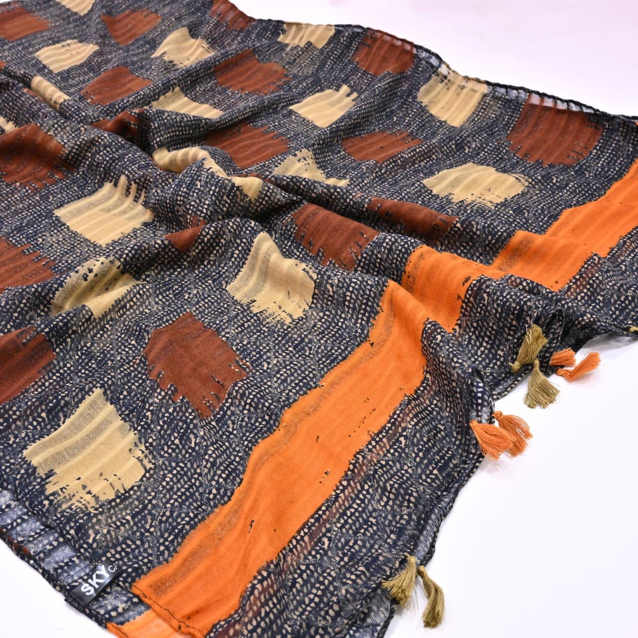 Tassels Lawn Hijab - Crosscheck - Cameo