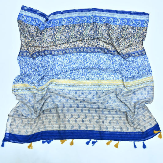 Tassels Lawn Hijab - Floral - Cameo