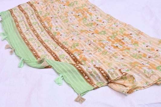 Tassels Lawn Hijab - Floral - Cameo