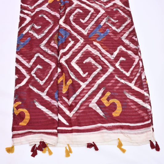 Tassels Lawn Hijab - Maroon - Cameo