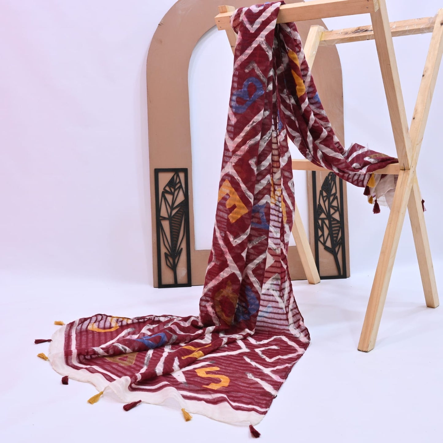 Tassels Lawn Hijab - Maroon - Cameo