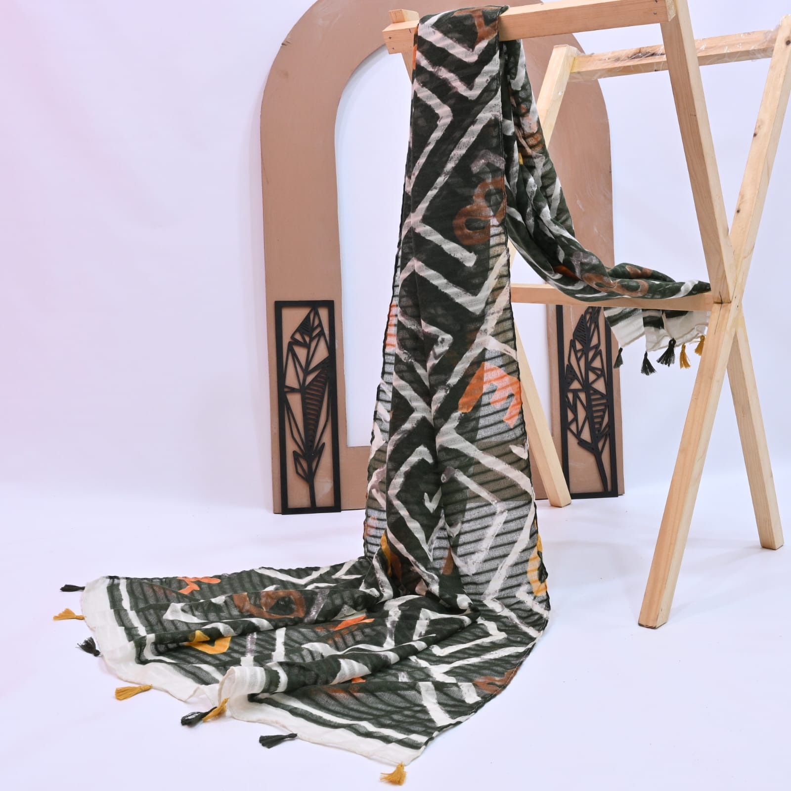 Tassels Lawn Hijab - Olive - Cameo