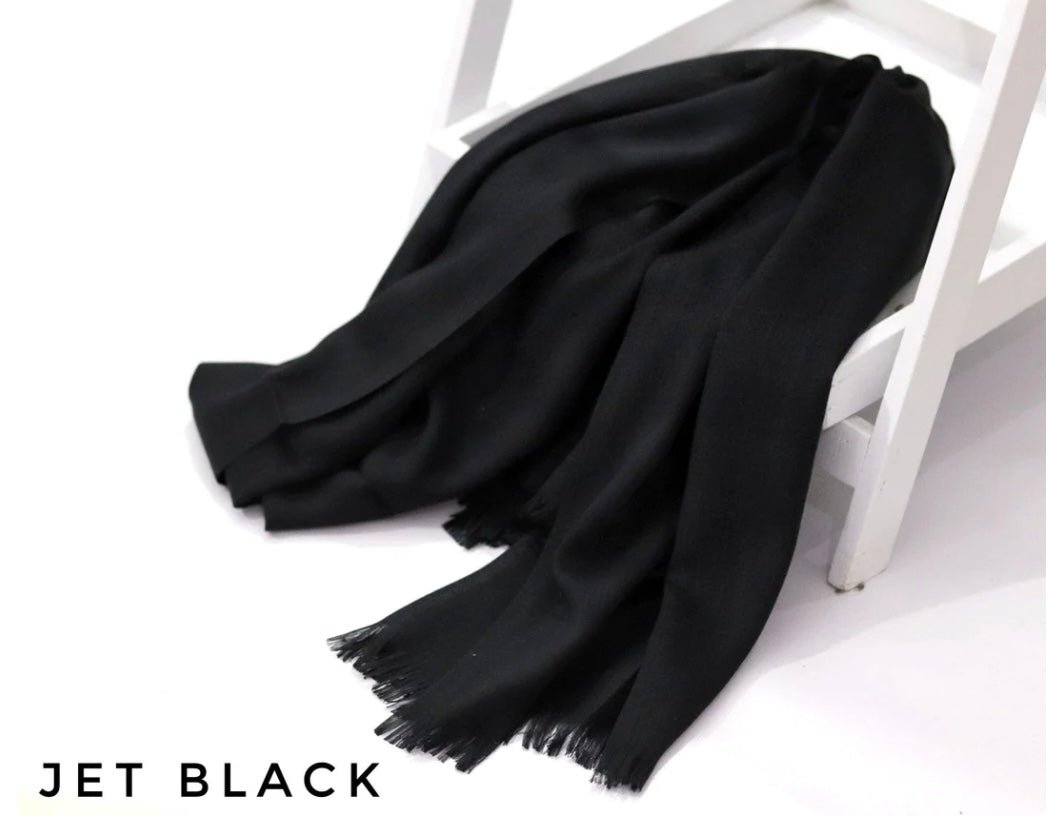 Turkish Viscose Lawn Hijab - Black - Cameo