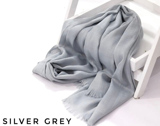Turkish Viscose Lawn Hijab - Silver - Cameo