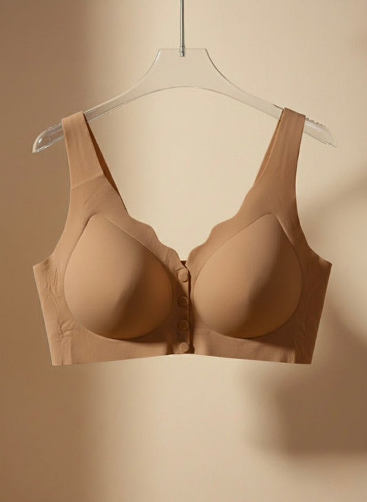 Wireless Seamless Vest Style Front Open Bra – light Padded - Cameo