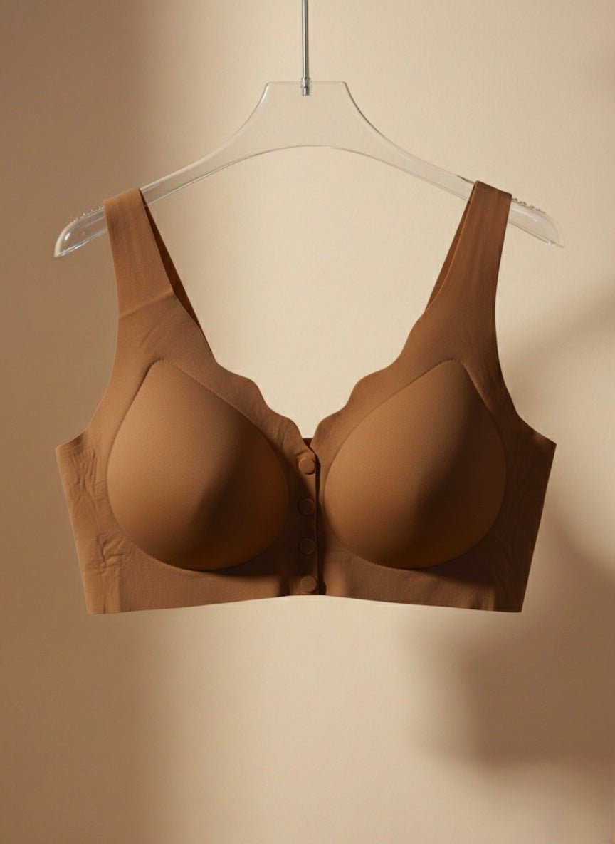 Wireless Seamless Vest Style Front Open Bra – light Padded - Cameo