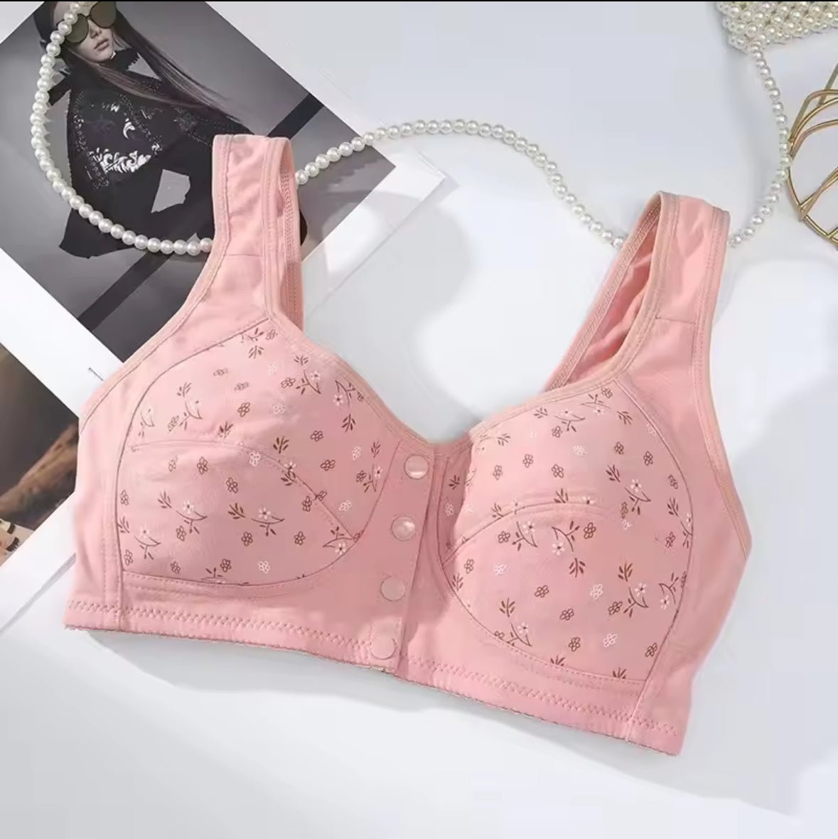 Women’s Seamless No Wire Push - Up Bralette with Front Closure & Back Support - Cameo