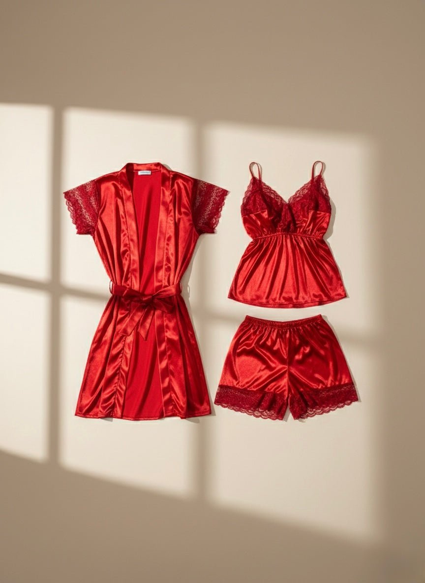 Women’s Sexy Lace Sleepwear Set | Red Nightdress & Panty - Cameo