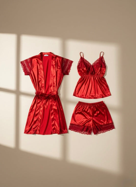 Women’s Sexy Lace Sleepwear Set | Red Nightdress & Panty - Cameo