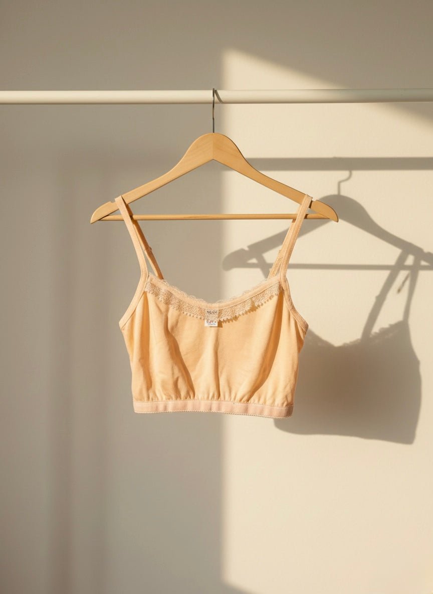 Young Girls Lace Bra Puberty Teenage Soft Cotton Training Bra Crop Top 8 - 18 - Cameo